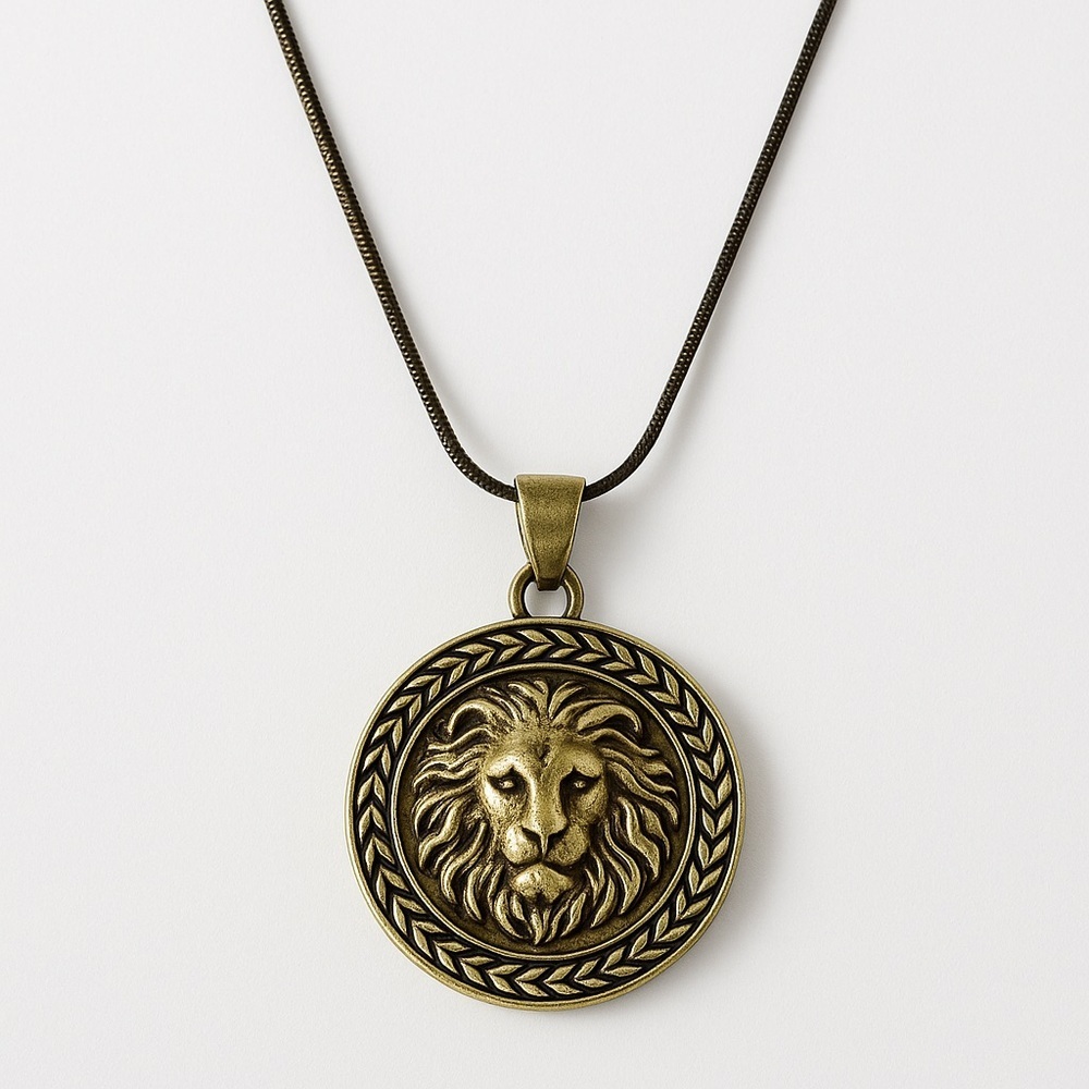 ⚜️🦁 Lioné Gold Pendant With Unique Black-Gold Chain Necklace ⚜️💫